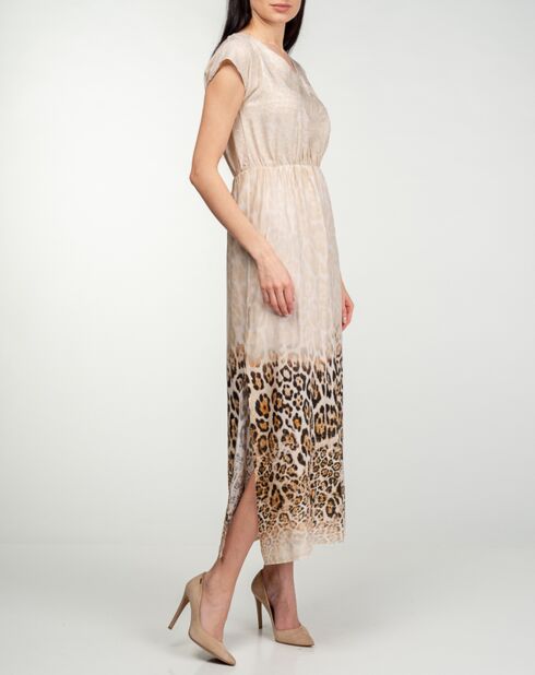 Robe Diana imprimé léopard beige/marron
