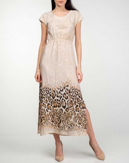 Robe Diana imprimé léopard beige/marron