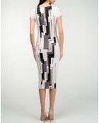 Robe Sawyer imprimé graphique blanc/gris/noir