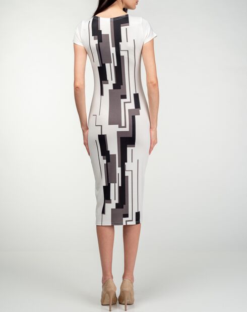 Robe Sawyer imprimé graphique blanc/gris/noir