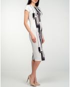 Robe Sawyer imprimé graphique blanc/gris/noir