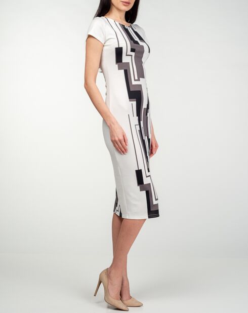 Robe Sawyer imprimé graphique blanc/gris/noir