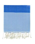 Panal de abeja Fouta Famiglia XXL Ibiza con fina franja azul griega, 200 x 200 cm