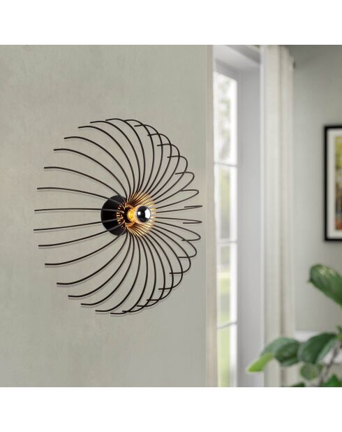 Lampada da parete Aspendos nera - 16x56 cm