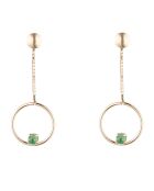 Boucles d'Oreilles Cerceaux Emeraudes 0.1 ct or jaune