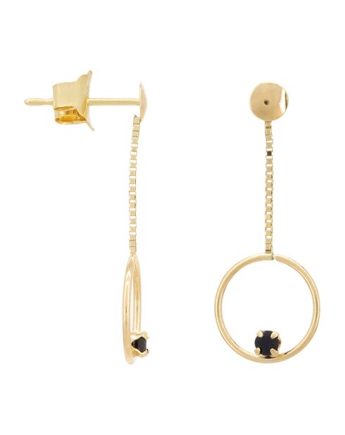 Boucles d'Oreilles Cerceaux Saphirs 0.1 ct or jaune