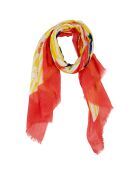 Paréo Anneke en Lin & Coton rouge/multicolore - 105x200 cm