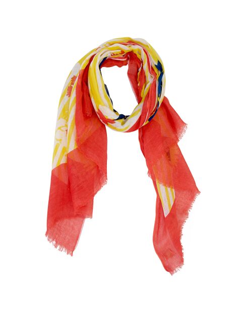 Paréo Anneke en Lin & Coton rouge/multicolore - 105x200 cm