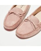 Mocassins en Velours de Cuir Mariela rose clair/blanc