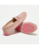 Mocassins en Velours de Cuir Mariela rose clair/blanc