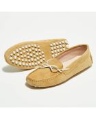 Mocassins en Velours de Cuir Mariela beige/blanc