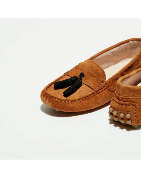 Mocassins en Velours de Cuir Malena cognac