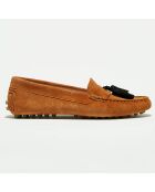 Mocassins en Velours de Cuir Malena cognac