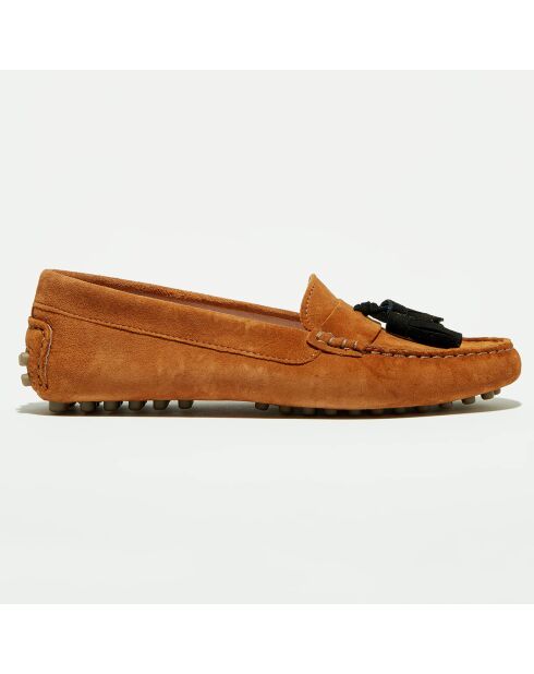 Mocassins en Velours de Cuir Malena cognac