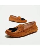 Mocassins en Velours de Cuir Malena cognac