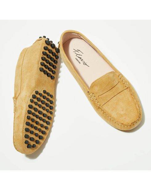 Mocassins en Velours de Cuir Maya beiges