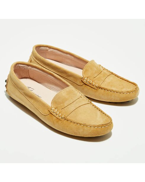 Mocassins en Velours de Cuir Maya beiges