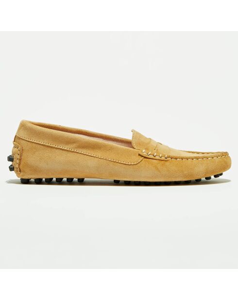 Mocassins en Velours de Cuir Maya beiges