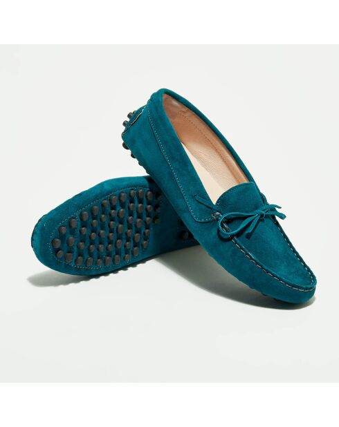 Mariela Mokassins aus Veloursleder in Dunkelblau/Schwarz