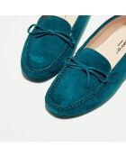 Mocassins en Velours de Cuir Mariela bleu foncé/noir