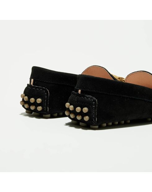 Mocassins en Velours de Cuir Malena noirs
