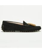 Mocassins en Velours de Cuir Malena noirs