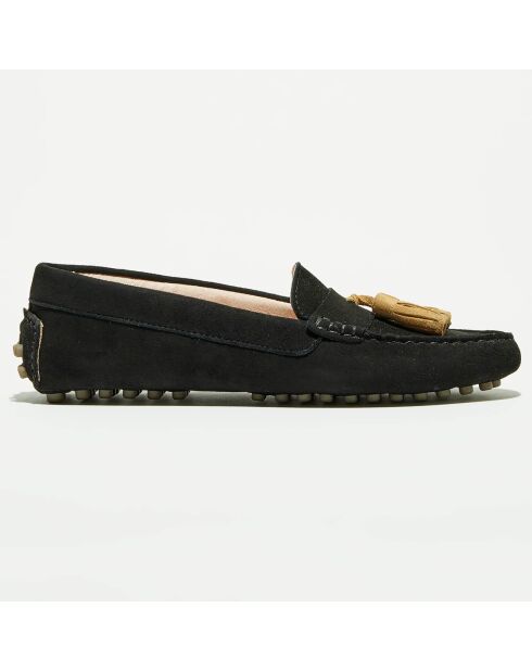 Mocassins en Velours de Cuir Malena noirs