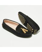 Mocassins en Velours de Cuir Malena noirs