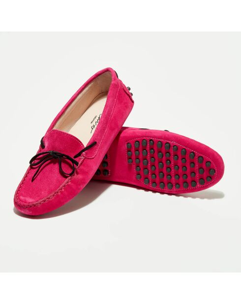 Mocassins en Velours de Cuir Mariela fuschia