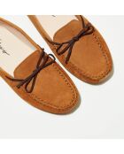 Mocassins en Velours de Cuir Mariela cognac