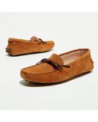 Mocassins en Velours de Cuir Mariela cognac