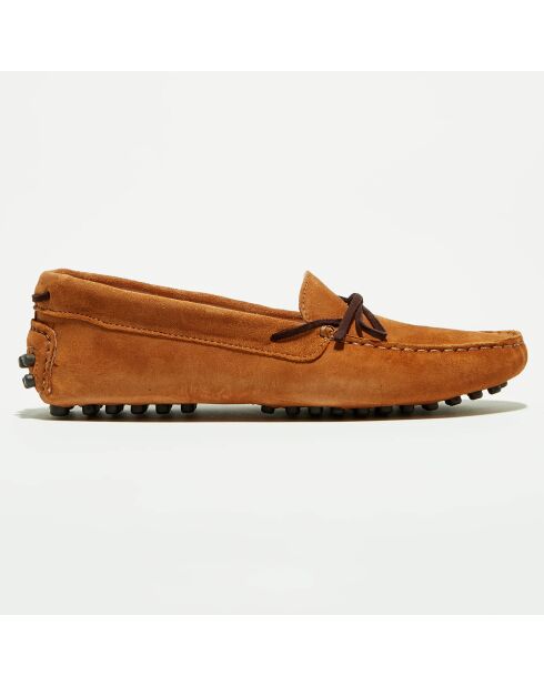 Mocassins en Velours de Cuir Mariela cognac