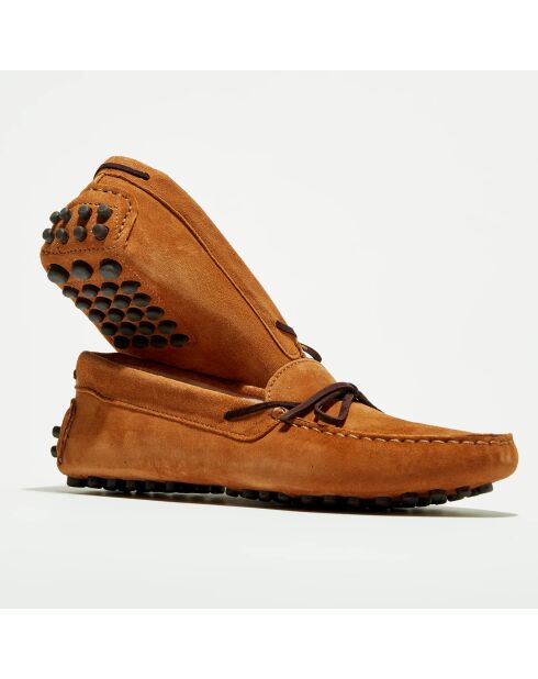 Mocassins en Velours de Cuir Mariela cognac