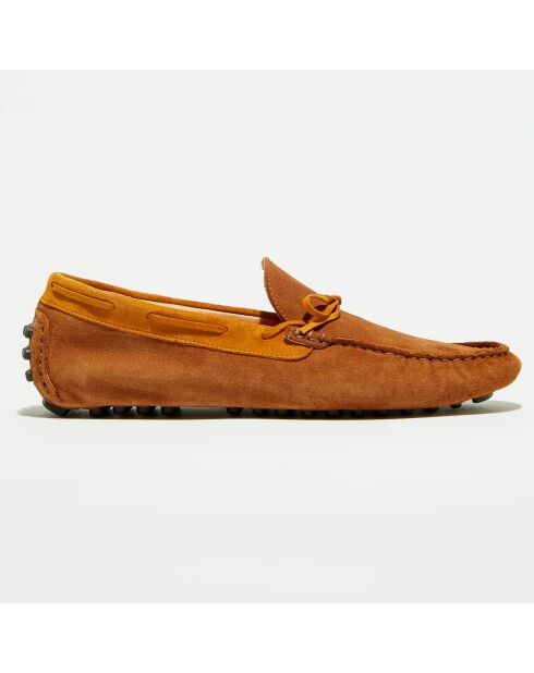 Mocassins en Velours de Cuir Misael cognac/orange/marron