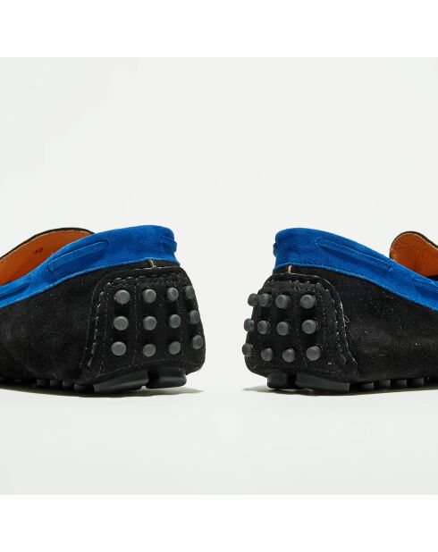 Mocassins en Velours de Cuir Misael noir/bleu