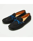 Mocassins en Velours de Cuir Miguel noir/bleu