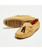 Mocassins en Velours de Cuir Manu beige/marron