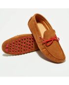 Mocassins en Velours de Cuir Miguel cognac/rouge