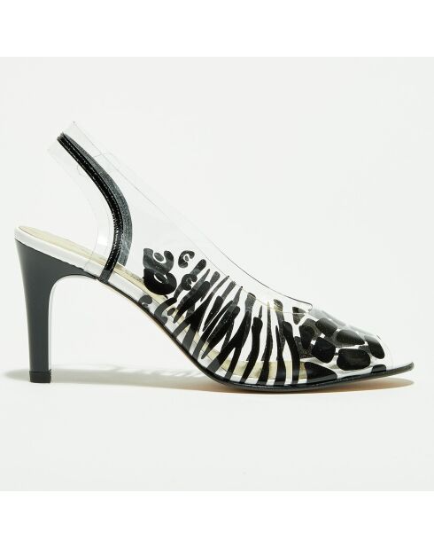Slingback en Plexi Dora noires - Talon 7 cm
