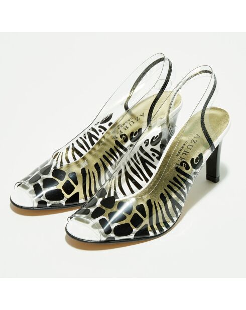 Slingback en Plexi Dora noires - Talon 7 cm