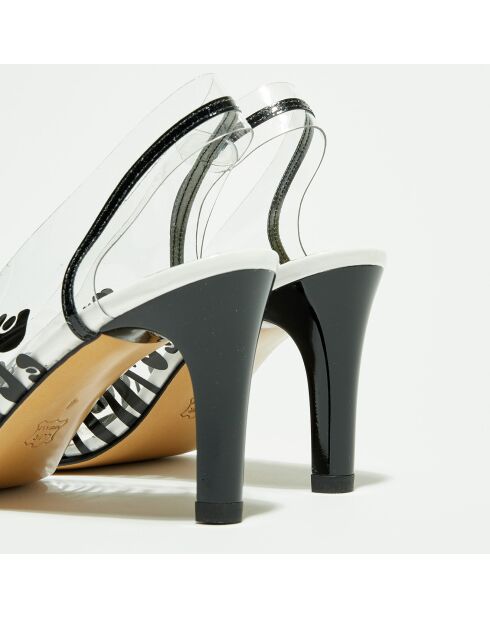 Slingback en Plexi Dora noires - Talon 7 cm