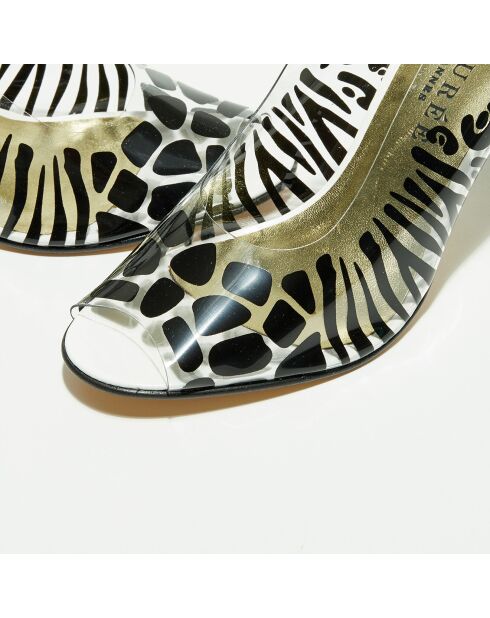 Slingback en Plexi Dora noires - Talon 7 cm