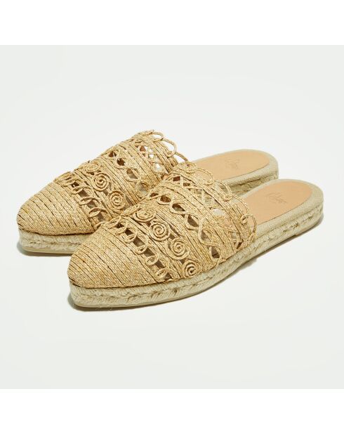 Beigefarbene Pantoffeln Rafia Rita