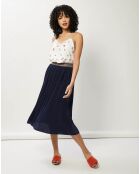 Top fluide dentelle & imprimé fantaisies blanc