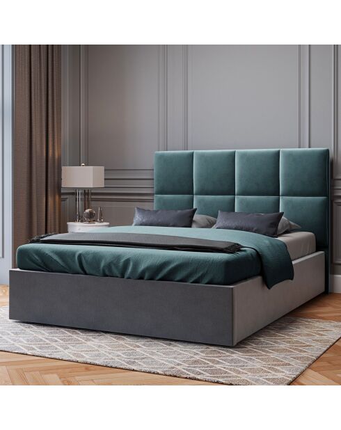 Tête de lit en Velours Begonia pétrole - 200x120 cm