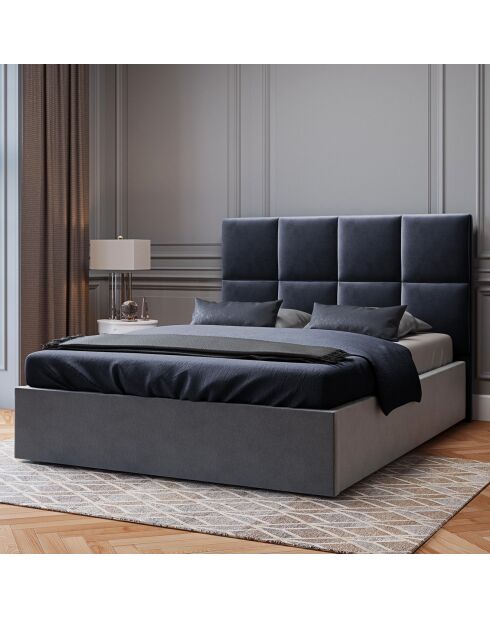 Tête de lit en Velours Begonia bleu foncé - 200x120 cm