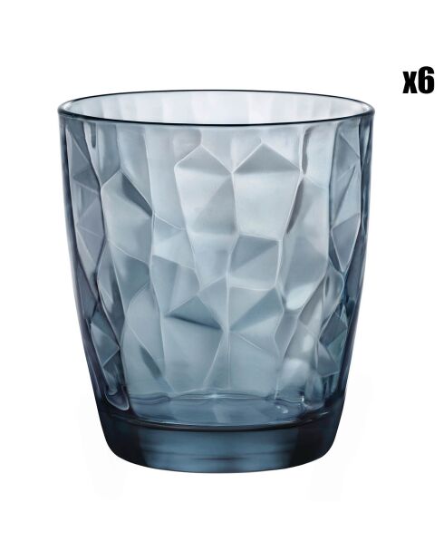 6 Verres Diamond bleus - 30 cl