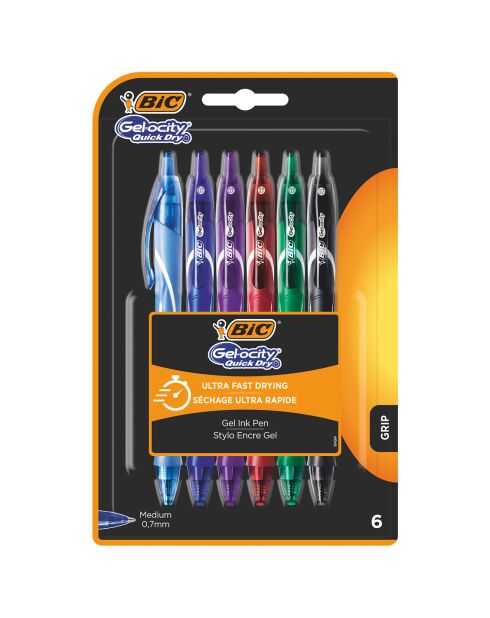 6 Stylos-gel Gel-ocity Quick Dry multicolores