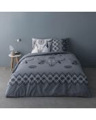 Parure Housse de couette Zen 100% Percale de Coton 57 fils grise - 240x220 cm