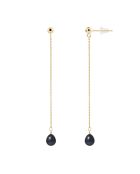 Tropfenohrringe aus Gelbgold mit Süßwasserperlen und schwarzer Birne